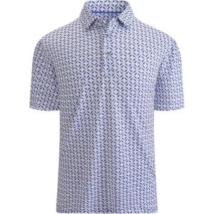Alex Vando Mens Golf Shirt Moisture Wicking Quick-Dry Print Performance Polo Shirts for Men(Blue Square)