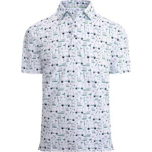 Alex Vando Mens Golf Shirt Moisture Wicking Quick-Dry Print Performance Polo Shirts for Men(Green Golf Stuff)