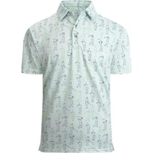 Alex Vando Mens Golf Shirt Moisture Wicking Quick-Dry Print Performance Polo Shirts for Men(Green Sweep Men)
