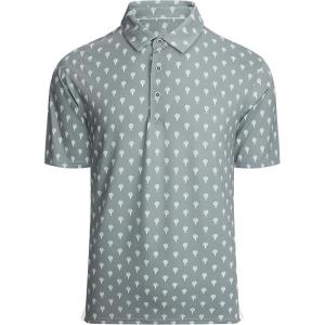 Alex Vando Mens Golf Shirt Moisture Wicking Quick-Dry Print Performance Polo Shirts for Men(Grey Ball)