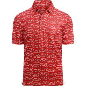 Alex Vando Mens Golf Shirt Moisture Wicking Quick-Dry Print Performance Polo Shirts for Men(Red a)