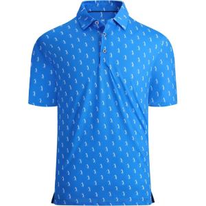 Alex Vando Mens Golf Shirt Moisture Wicking Quick-Dry Print Performance Polo Shirts for Men(Royal Sweep Men)