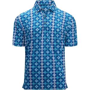 Alex Vando Mens Golf Shirt Moisture Wicking Quick-Dry Print Performance Polo Shirts for Men(Teal Golf)