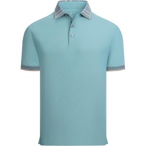 Alex Vando Mens Golf Shirts Moisture Wicking Quick-Dry Short Sleeve Fashion Designed Polo Shirts for Men(Blue)