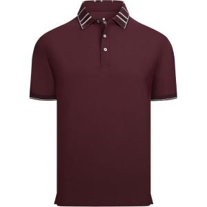 Alex Vando Mens Golf Shirts Moisture Wicking Quick-Dry Short Sleeve Fashion Designed Polo Shirts for Men(Burgundy)