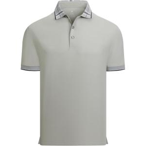 Alex Vando Mens Golf Shirts Moisture Wicking Quick-Dry Short Sleeve Fashion Designed Polo Shirts for Men(Grey)