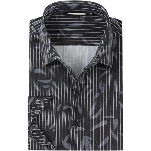 Alex Vando Mens Print Button Down Shirts Breathable Long Sleeve Regular Fit Knit Dress Shirts for Men(Black Leaf)