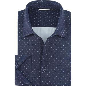Alex Vando Mens Print Button Down Shirts Breathable Long Sleeve Regular Fit Knit Dress Shirts for Men(Navy Sail)
