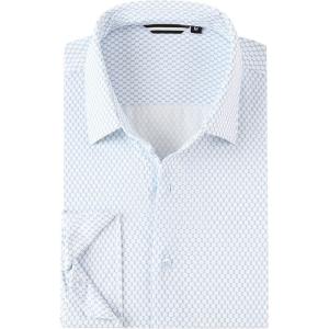 Alex Vando Mens Print Button Down Shirts Breathable Long Sleeve Regular Fit Knit Dress Shirts for Men(White Circle)