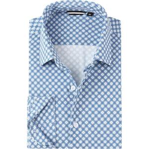 Alex Vando Mens Print Button Down Shirts Breathable Long Sleeve Regular Fit Knit Dress Shirts for Men(White Flower)