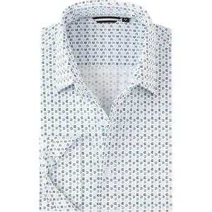 Alex Vando Mens Print Button Down Shirts Breathable Long Sleeve Regular Fit Knit Dress Shirts for Men(White U)