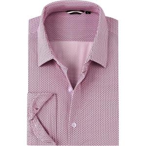 Alex Vando Mens Print Button Down Shirts Breathable Long Sleeve Regular Fit Knit Dress Shirts for Men(Wine Diamond)