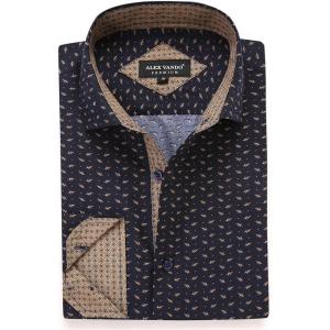 Alex Vando Mens Printed Dress Shirts Long Sleeve Regular Fit Button Down Shirt(402 Navy)