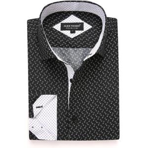 Alex Vando Mens Printed Dress Shirts Long Sleeve Regular Fit Button Down Shirt(Black 1218)