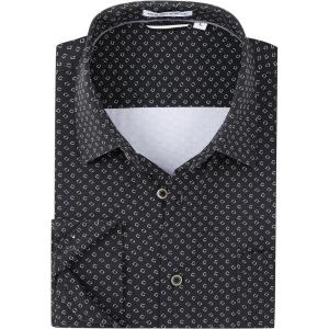 Alex Vando Mens Printed Dress Shirts Long Sleeve Regular Fit Button Down Shirt(Black 122)