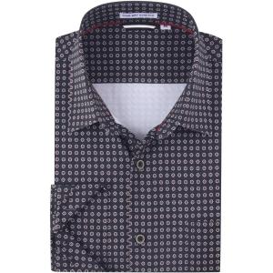 Alex Vando Mens Printed Dress Shirts Long Sleeve Regular Fit Button Down Shirt(Black Circle 73)