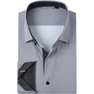 Alex Vando Mens Printed Dress Shirts Long Sleeve Regular Fit Button Down Shirt(Black Square 82)