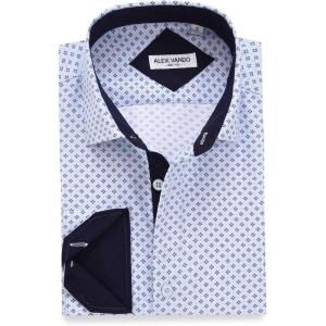 Alex Vando Mens Printed Dress Shirts Long Sleeve Regular Fit Button Down Shirt(Blue 863)