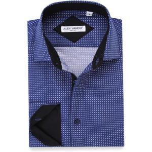 Alex Vando Mens Printed Dress Shirts Long Sleeve Regular Fit Button Down Shirt(Blue 879)
