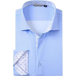 Alex Vando Mens Printed Dress Shirts Long Sleeve Regular Fit Button Down Shirt(Blue Square 53)