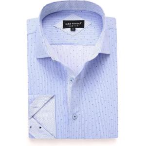 Alex Vando Mens Printed Dress Shirts Long Sleeve Regular Fit Button Down Shirt(Blue6974)