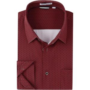 Alex Vando Mens Printed Dress Shirts Long Sleeve Regular Fit Button Down Shirt(Burgundy 141)