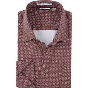 Alex Vando Mens Printed Dress Shirts Long Sleeve Regular Fit Button Down Shirt(Burgundy 262)