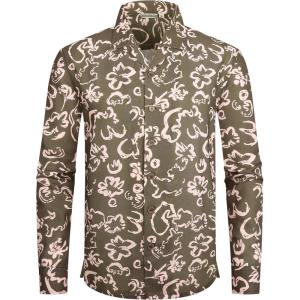 Alex Vando Mens Printed Dress Shirts Long Sleeve Regular Fit Button Down Shirt(Ls Brown Geometric)