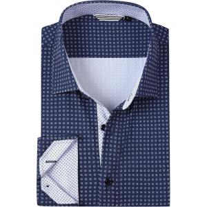 Alex Vando Mens Printed Dress Shirts Long Sleeve Regular Fit Button Down Shirt(Navy Dots 68)