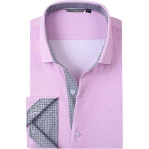 Alex Vando Mens Printed Dress Shirts Long Sleeve Regular Fit Button Down Shirt(Pink Cross 90)