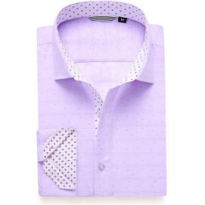 Alex Vando Mens Printed Dress Shirts Long Sleeve Regular Fit Button Down Shirt(Purple 7281)