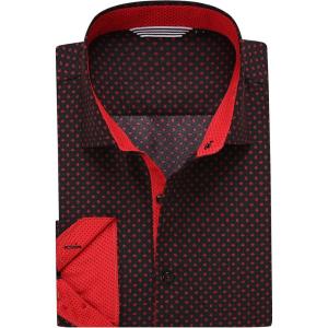 Alex Vando Mens Printed Dress Shirts Long Sleeve Regular Fit Button Down Shirt(Red 1812)