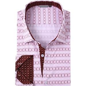 Alex Vando Mens Printed Dress Shirts Long Sleeve Regular Fit Button Down Shirt(Wine Diamond 74)