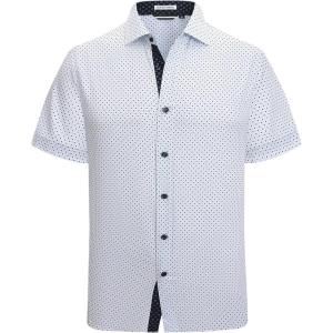 Alex Vando Mens Printed Dress Shirts Short Sleeve Easy Care Regular Fit Button Down Shirt(Turquoise Dots 4705)