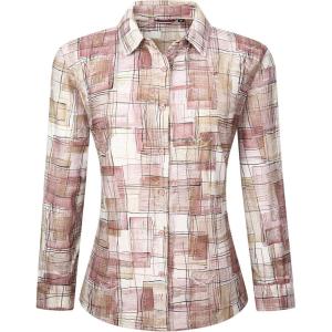 Alex Vando Womens Flannel Shirt Regular Long Sleeve Button Down Flannel Shirts for Women(Distressed Beige/Pink)