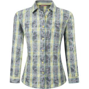 Alex Vando Womens Flannel Shirt Regular Long Sleeve Button Down Flannel Shirts for Women(Rhinestone Yellow/Grey)