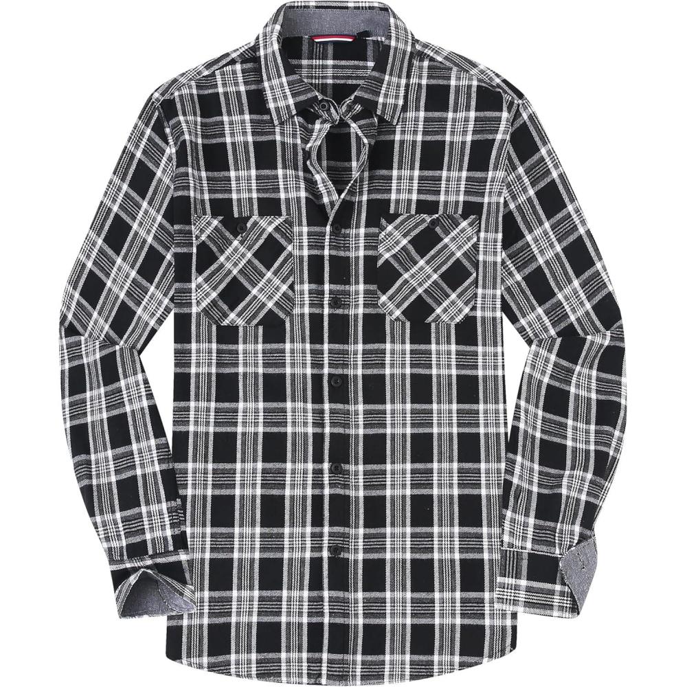 imageAlex Vando Mens Button Down Shirts Flannel Shirt Long SleeveBlackWhite 51