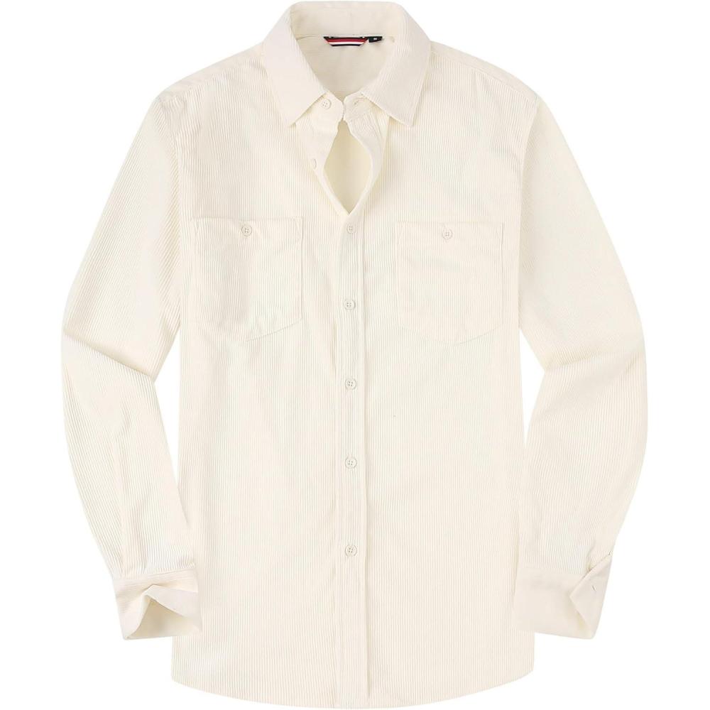 imageAlex Vando Mens Button Down Shirts Flannel Shirt Long SleeveCorduroy Beige