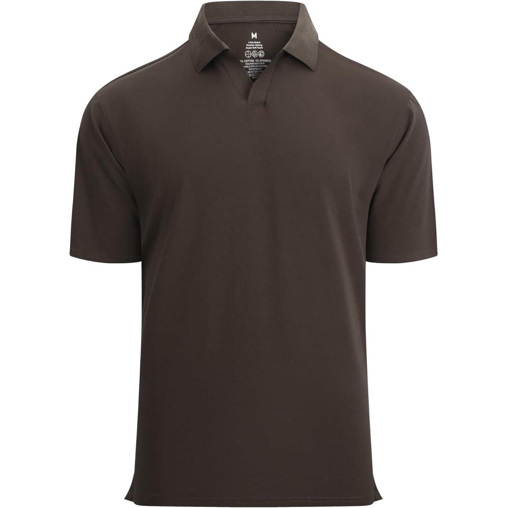 imageAlex Vando Mens Cotton Polo Shirts VNeck Short Sleeve Casual Shirts for MenCoffee