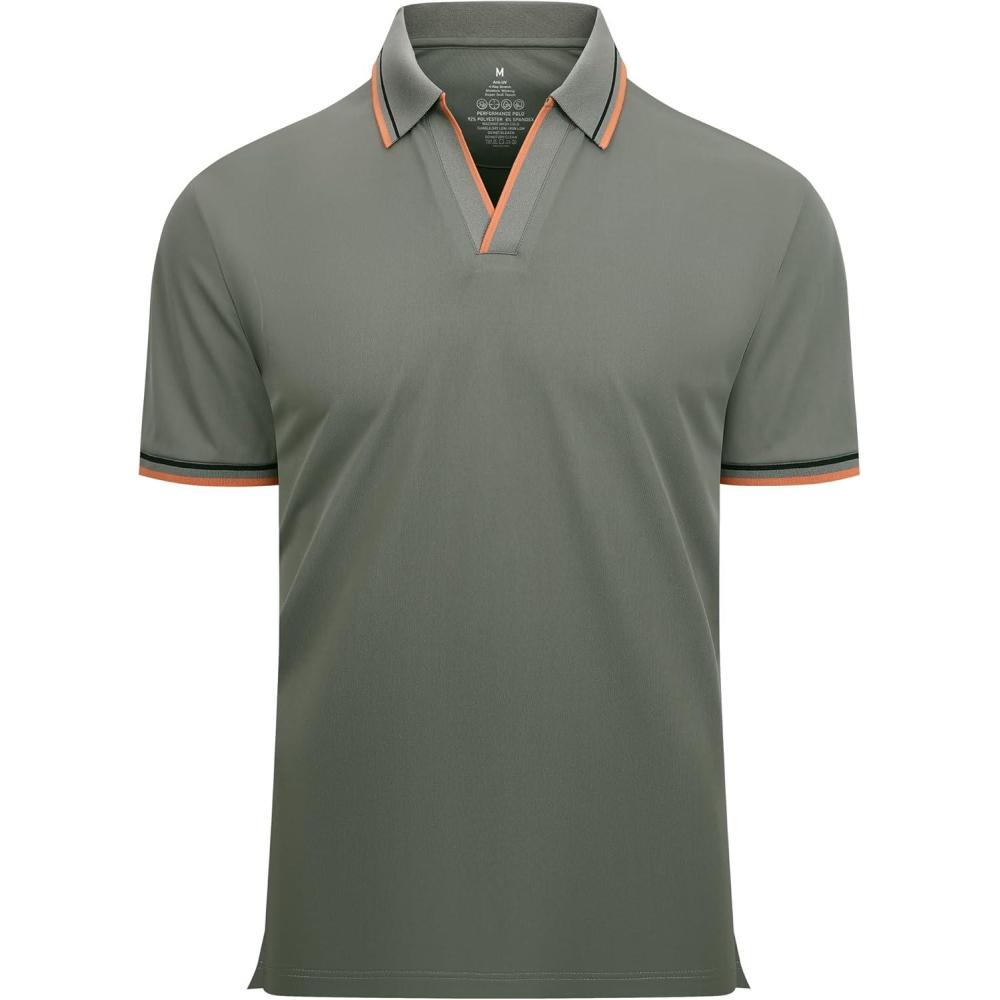 imageAlex Vando Mens Cotton Polo Shirts VNeck Short Sleeve Casual Shirts for MenFashion Army