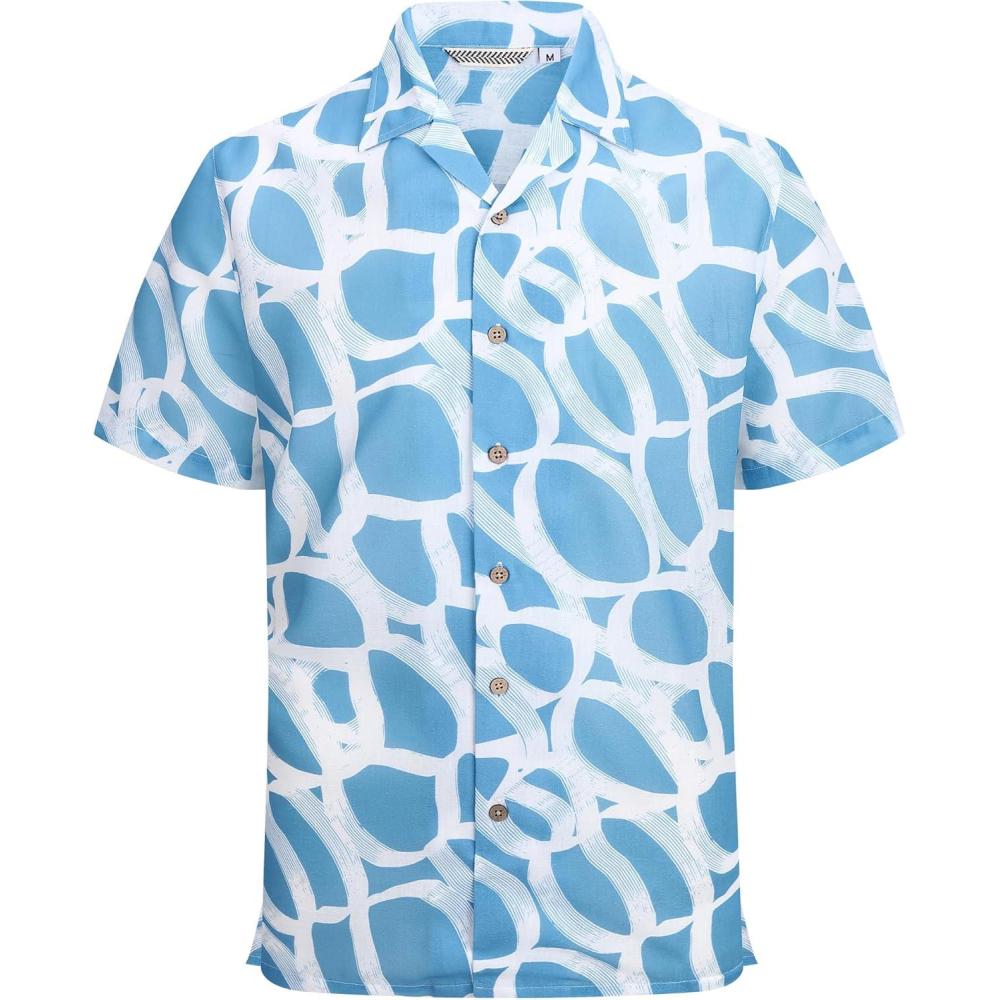 imageAlex Vando Mens Dress Shirts 4Way Stretch Wrinkle Free Regular Fit Short Sleeve Men Button Down ShirtBlue Circle
