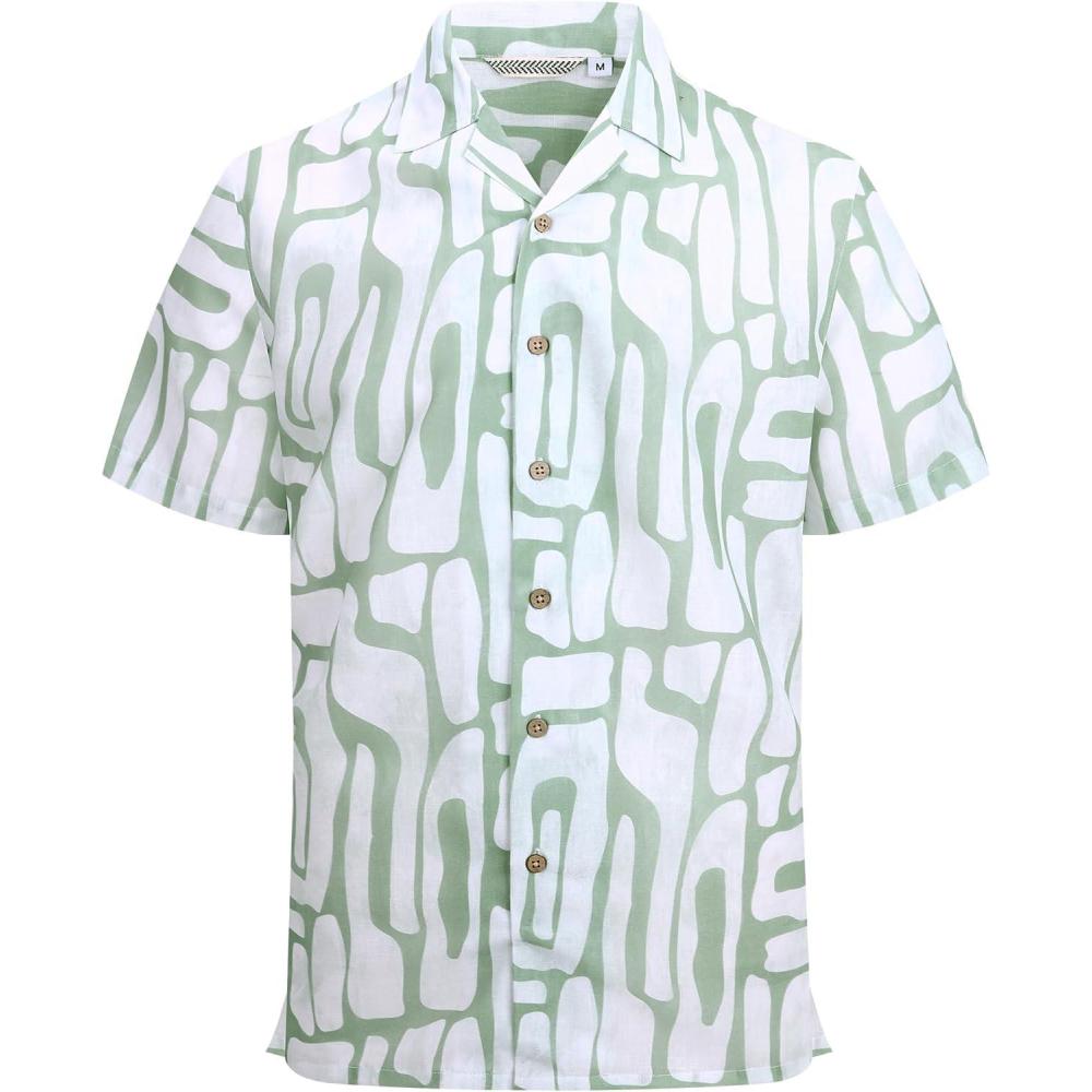 imageAlex Vando Mens Dress Shirts 4Way Stretch Wrinkle Free Regular Fit Short Sleeve Men Button Down ShirtGreen Strip