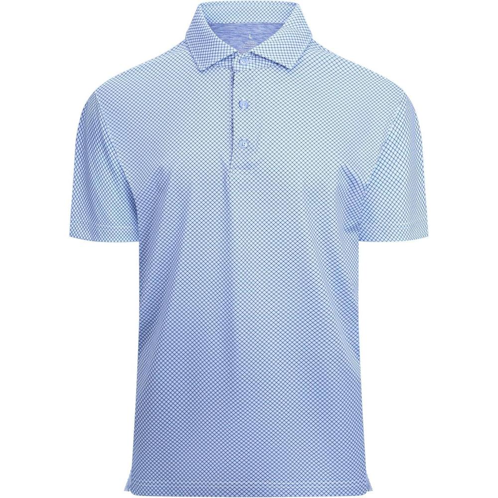 imageAlex Vando Mens Golf Shirt Moisture Wicking Classic Print Golf Shirts for MenBlue Square