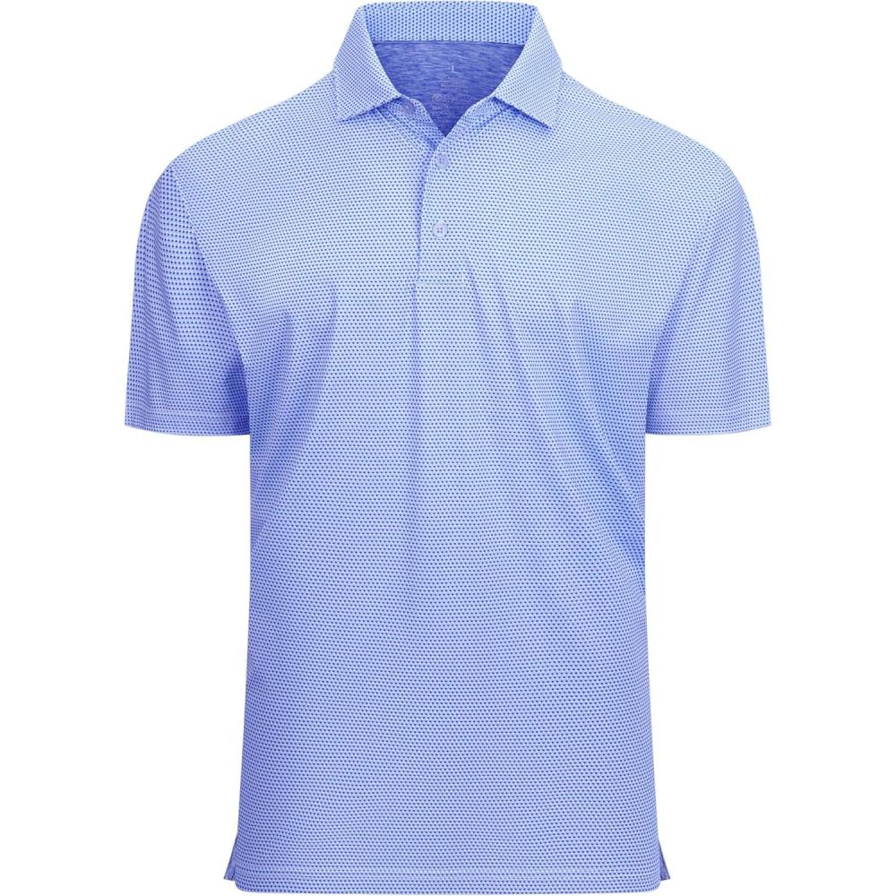 imageAlex Vando Mens Golf Shirt Moisture Wicking Classic Print Golf Shirts for MenBluewhite Square