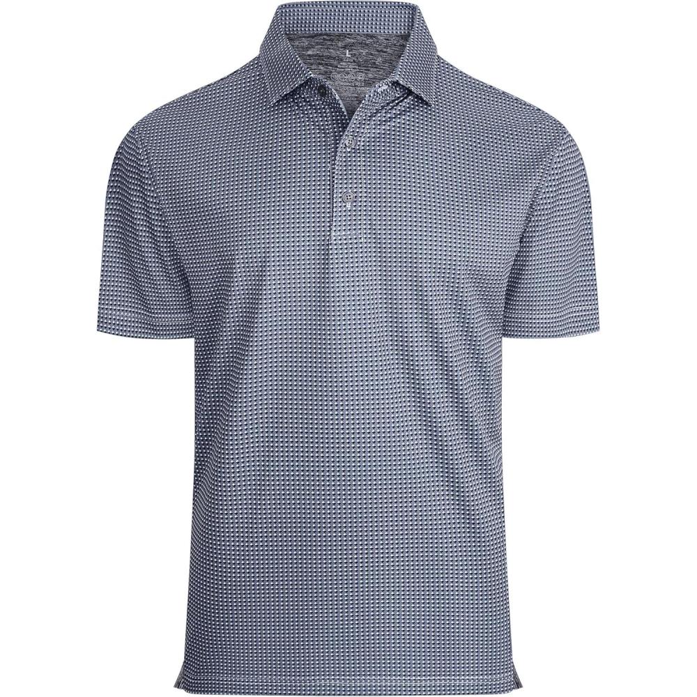 imageAlex Vando Mens Golf Shirt Moisture Wicking Classic Print Golf Shirts for MenGrey Square