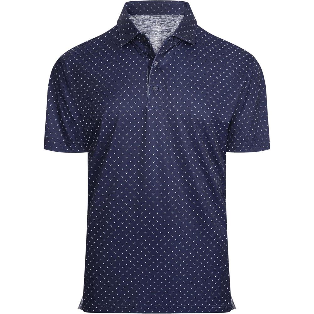 imageAlex Vando Mens Golf Shirt Moisture Wicking Classic Print Golf Shirts for MenNavy Sail