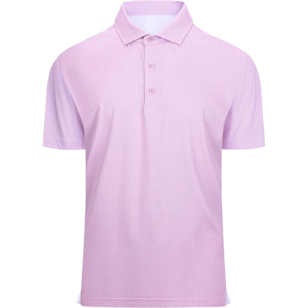 imageAlex Vando Mens Golf Shirt Moisture Wicking Classic Print Golf Shirts for MenPink Dots
