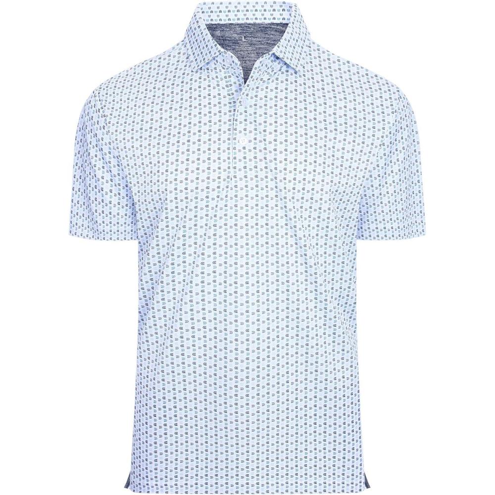 imageAlex Vando Mens Golf Shirt Moisture Wicking Classic Print Golf Shirts for MenWhite U