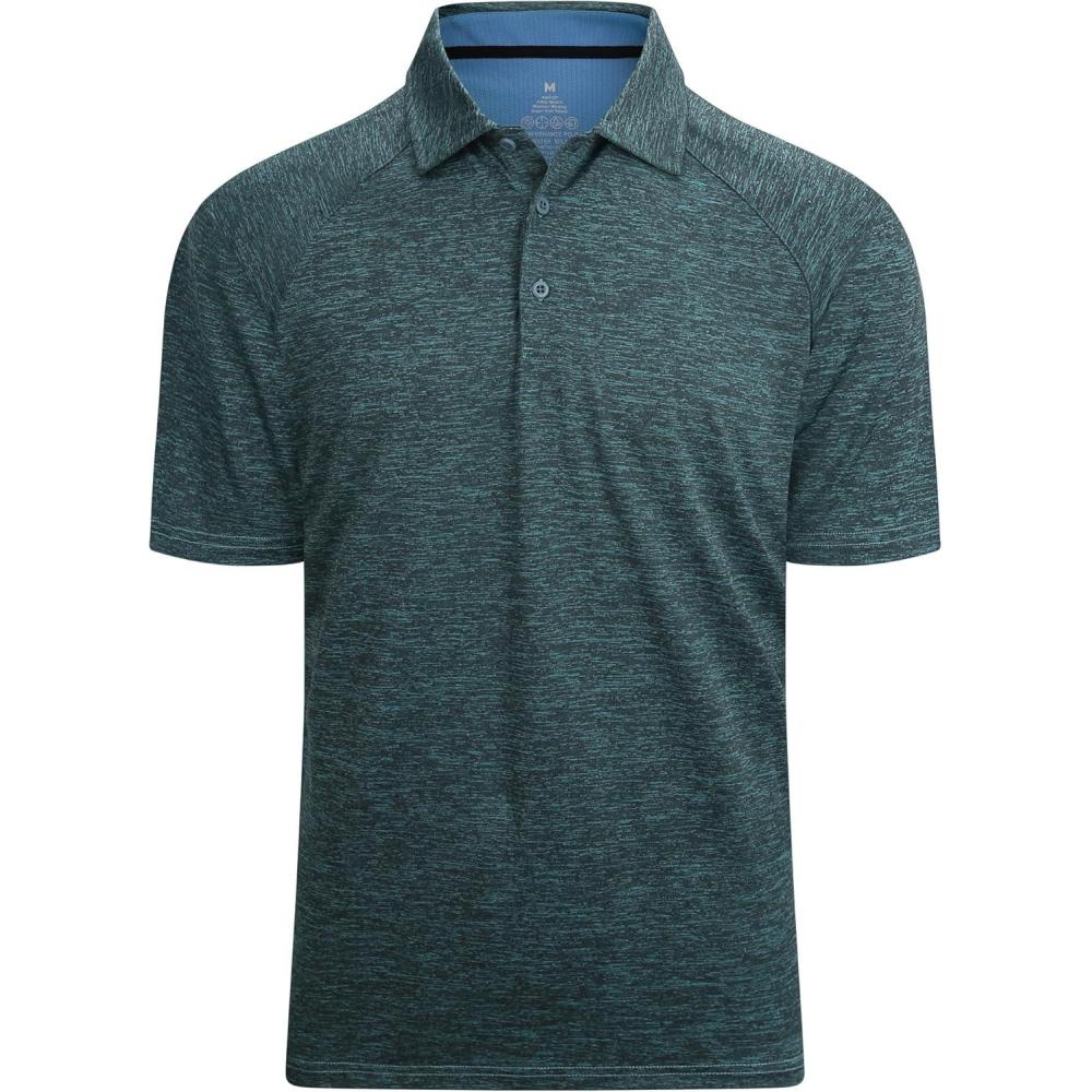 imageAlex Vando Mens Golf Shirt Moisture Wicking QuickDry Short Sleeve Casual Polo Shirts for Men02a Turquoise