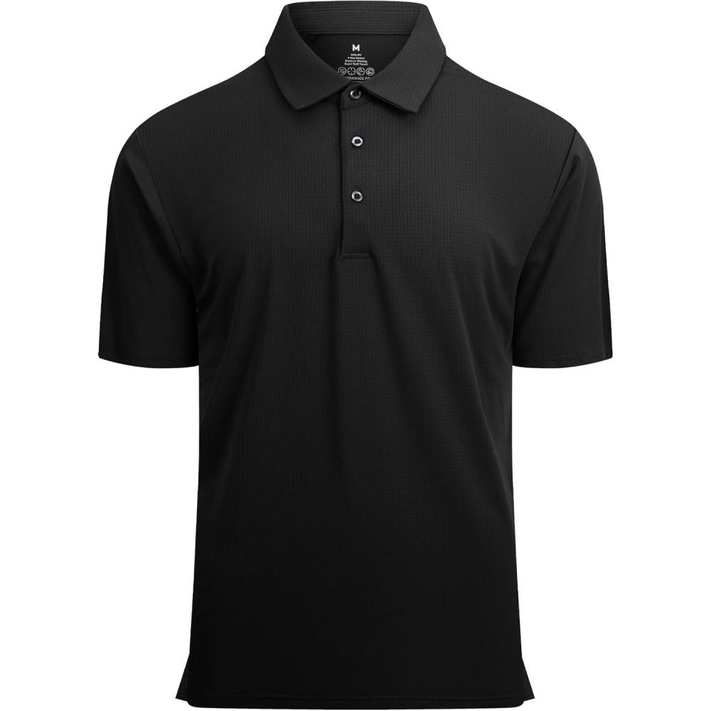imageAlex Vando Mens Golf Shirt Moisture Wicking QuickDry Short Sleeve Casual Polo Shirts for MenBirgitta Black